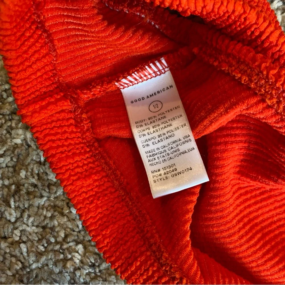 Good American Crinkle Textured Bikini Red Size 1/2 - Picture 10 of 11